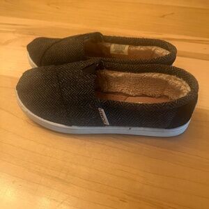 Toms Kids Black and White Slip-On Slippers